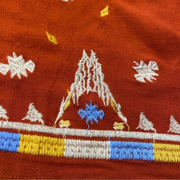 THML Orange Embroidered Hem Pleated Halter Boho Mini Dress Women's Size XS - Picture 8 of 15